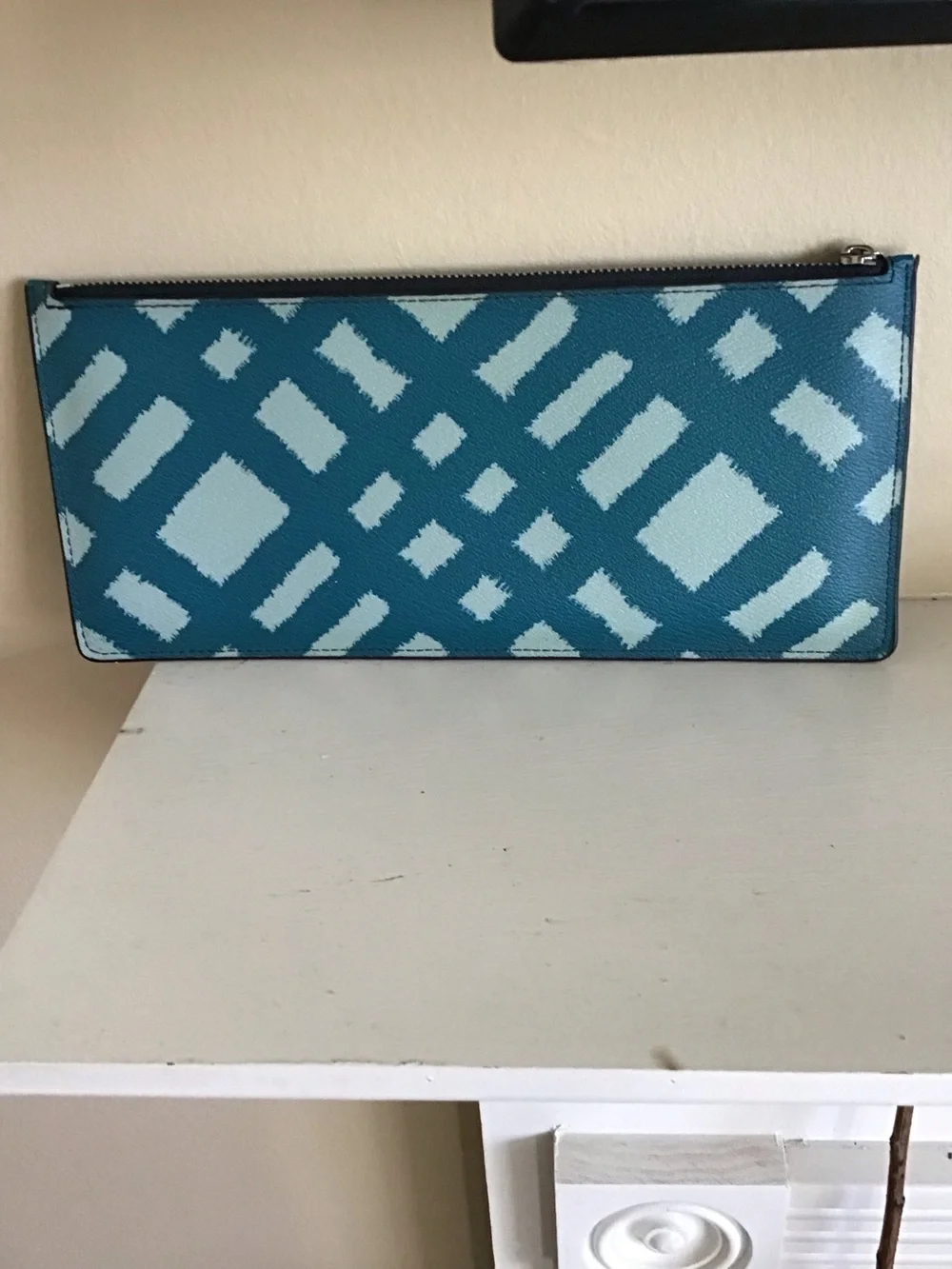 Coach Teal and Light-Blue Geo Zip Clutch